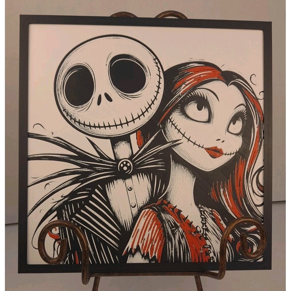 3D Lenticular Jack And Sally Nightmare Before Christmas Wall Art 8x8" Picture